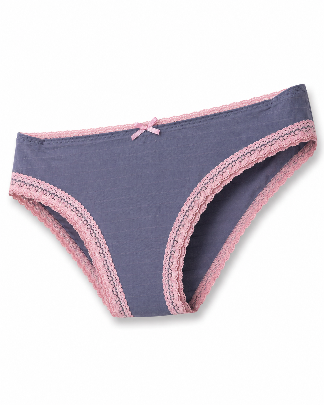 Roselle Lace-Trim Cheeky — alternate view of slate-blue fabric and blush lace trim