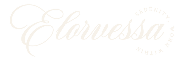 ELORVESSA logo in warm white for burgundy navigation bar